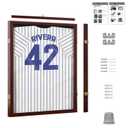 Flybold Jersey Frame Display Case - Large Shadow Box Display for Sports Memorabilia - Acrylic with 98% UV Protection - Mahogany Finish - 31.25" x 23.25" x 1.5" - for Football, Baseball, Basketball