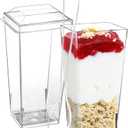 50 Pack 3 oz Mini Dessert Cups with Lids and Spoons, Small Plastic Dessert Cups for Parties, Clear Square Parfait Yogurt Cups, Dessert Cups