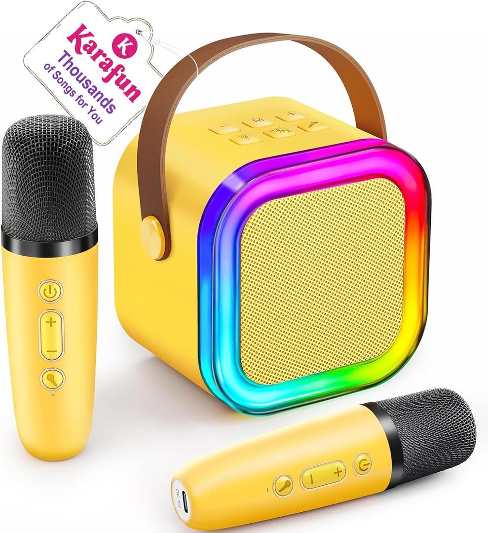 Mini Karaoke Machine for Kids, 2026 TOP Toys Birthday Gifts Ideas for Girls Ages 4, 5, 6, 7, 8, 9, 10, 12+ Years Old, Portable MP3 Player with 2 Wireless Mics for Family Home Party