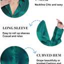 Womens Satin Silk Blouses Blouse Button Down up Shirts for Women Casual Loose Long Sleeve Business Work Tops (L)