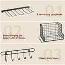 Power Tool Organizer Wall Mount - Multifunctional Garage Organization with Hanging Hooks and Baskets, Wall Shelving Drill Holder, Gift for Man Storage Rack, Black