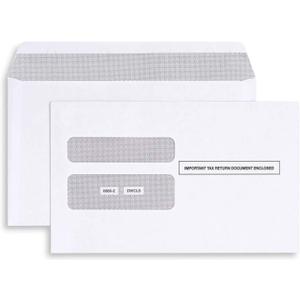 500 W2 Envelopes 2025 Self- Seal W2 Double Window Security Envelopes For W2 2-Up IRS Tax Forms from QuickBooks Online, Desktop, ADP and Other Software Box of 500 Envelopes