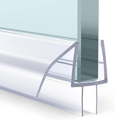 AmazerBath 3 PCS Shower Door Bottom Seal for 3/8 Inch Glass - (15.75 Inches x 3), 3 Section Segmented Shower Installation Kit Frameless Glass Door Seal Strip