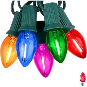 Multicolor C7 LED Christmas String Lights, 25FT Vintage Christmas Lights, Connectable Commercial Tree & Roofline Garden Wedding Decor