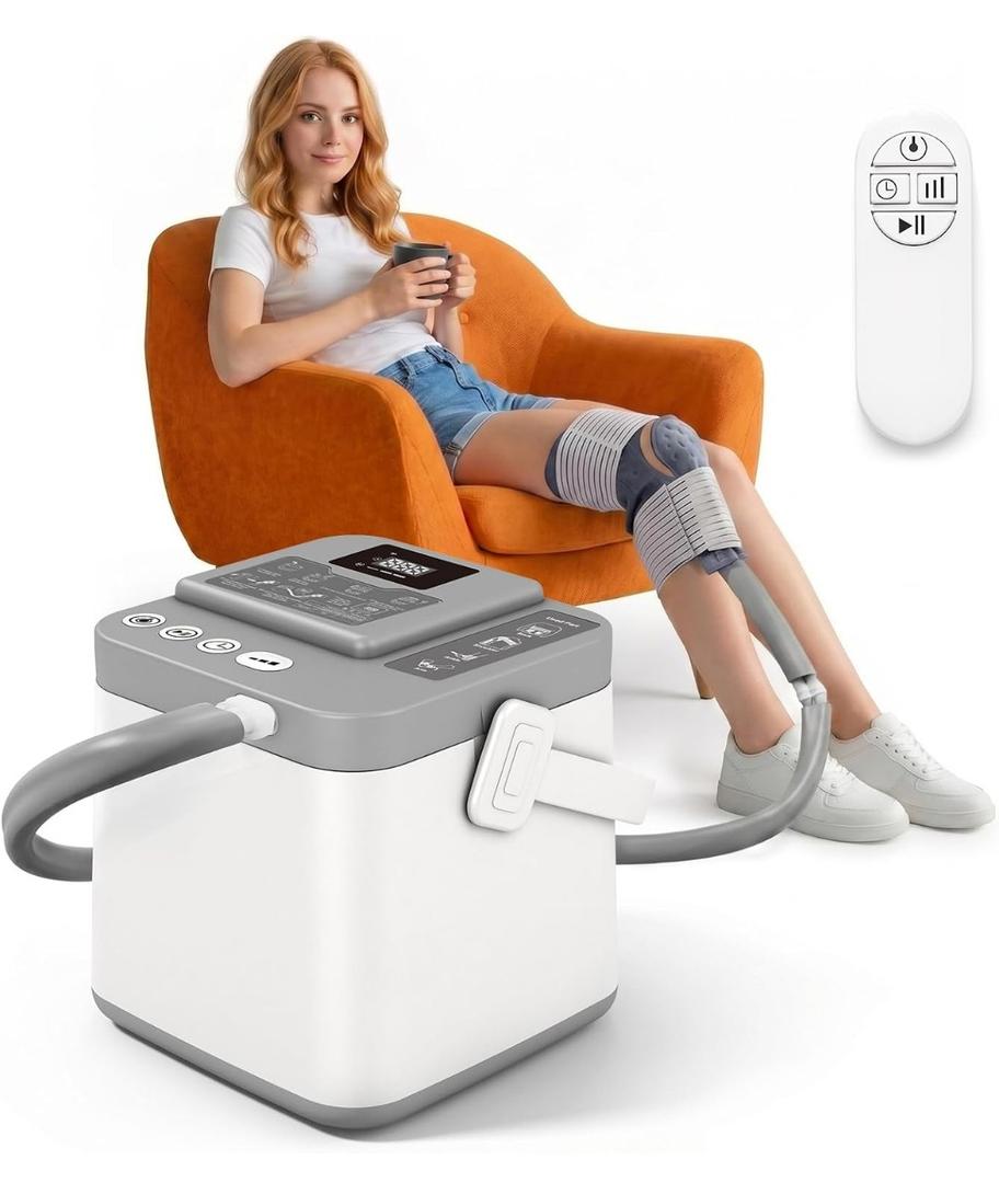 Cold Therapy Machine, Silent Brushless Pump Knee Ice Machine with Cryotherapy System, Ice Therapy Machine for Knee, Shoulder, Ankle, Leg and Hip