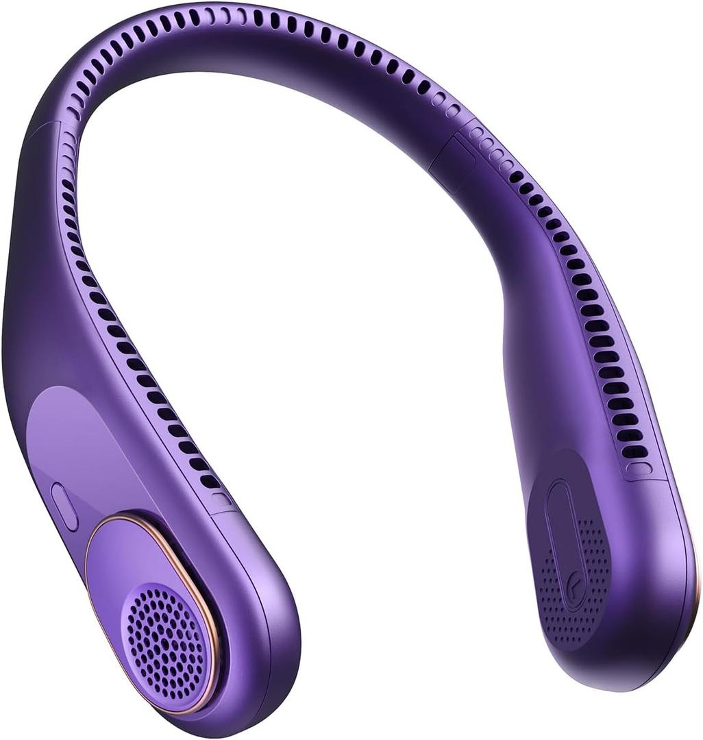 SWEETFULL Portable Neck Fan 360 Cooling Bladeless Personal Fan | No Hair Twisting - 4000mAh USB Rechargeable Wearable Fan for Travel, Birthday Gifts for Men, Women, Mom, and Dad (A6 Purple)