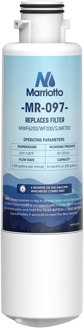 MARRIOTTO MIWF6200 Water Filter Replacement for Midea MIWF6200, MRS26D5AST, MRS26D7AST, MRQ22D7AST, MF-2008-R2, NS-WF26SS0-1, Zline MIWFT2100, RFM-W-36, WF200, SJWF200, SJG2254FS, NSF42, (1 Pack)