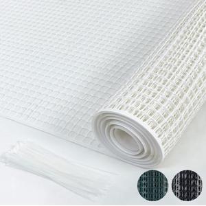 PotatoLife Plastic Hardware Mesh Netting, Garden Netting, Temporary Fence, Tree Guards, Safety Net for Balcony, Deck, Stair Railing, Animal Barrier, Poultry, Deer, with 50 Zip Ties, 40'' x 25', White
