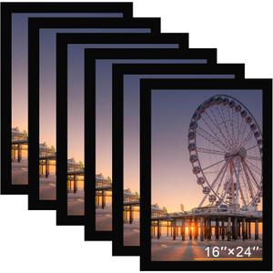 BESCRCL 16x24 Picture Frame Black Set of 6 for Wall Mounting, Wall Gallery Poster Frames