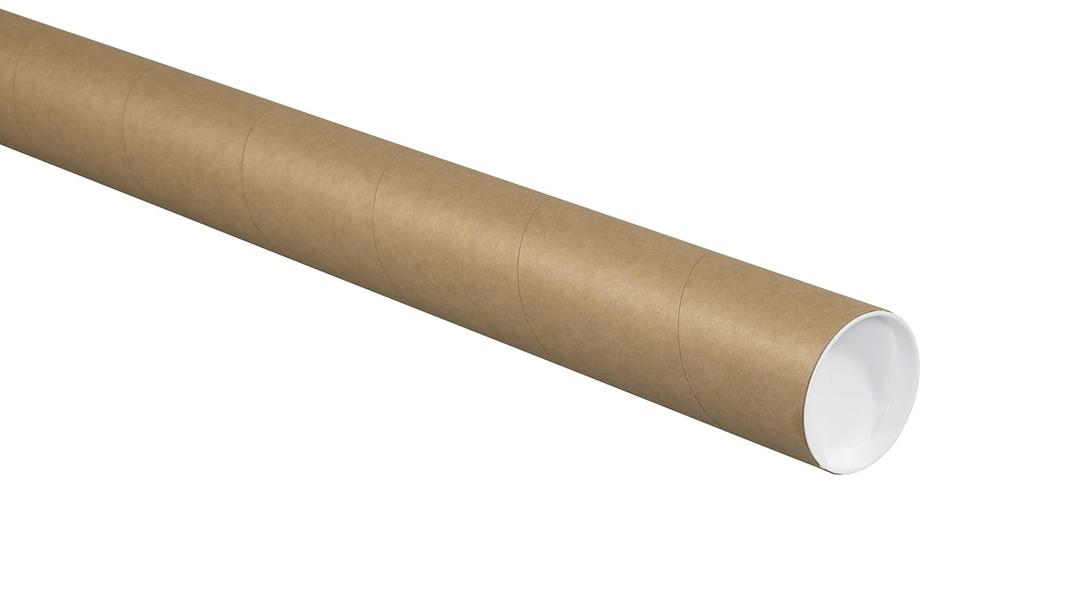 Aviditi Kraft Mailing Tubes with Caps, 3" x 6", Pack of 48, for Shipping, Storing, Mailing, and Protecting Documents, Blueprints and Posters