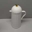 WOLFF 1 Liter White Bird Thermal Coffee Carafe, Plastic Exterior with Glass Lining Insulated Beverage Dispenser for Hot and Cold Drinks, Thermos Bottle for Tea, Water Pitcher - White, 34floz/1L