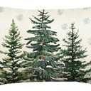 AVOIN colorlife Christmas Trees Snowflake Throw Pillow Cover, 12 x 20 Inch Winter Holiday Cushion Case Decoration for Sofa Couch
