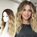 AISI HAIR Beginner Friendly Wigs Ombre Blonde Wig for Women Medium Length Wave Curly Glue less Synthetic Heat Resistant Hair Wigs for Daily Party Cosplay (18 Inch)