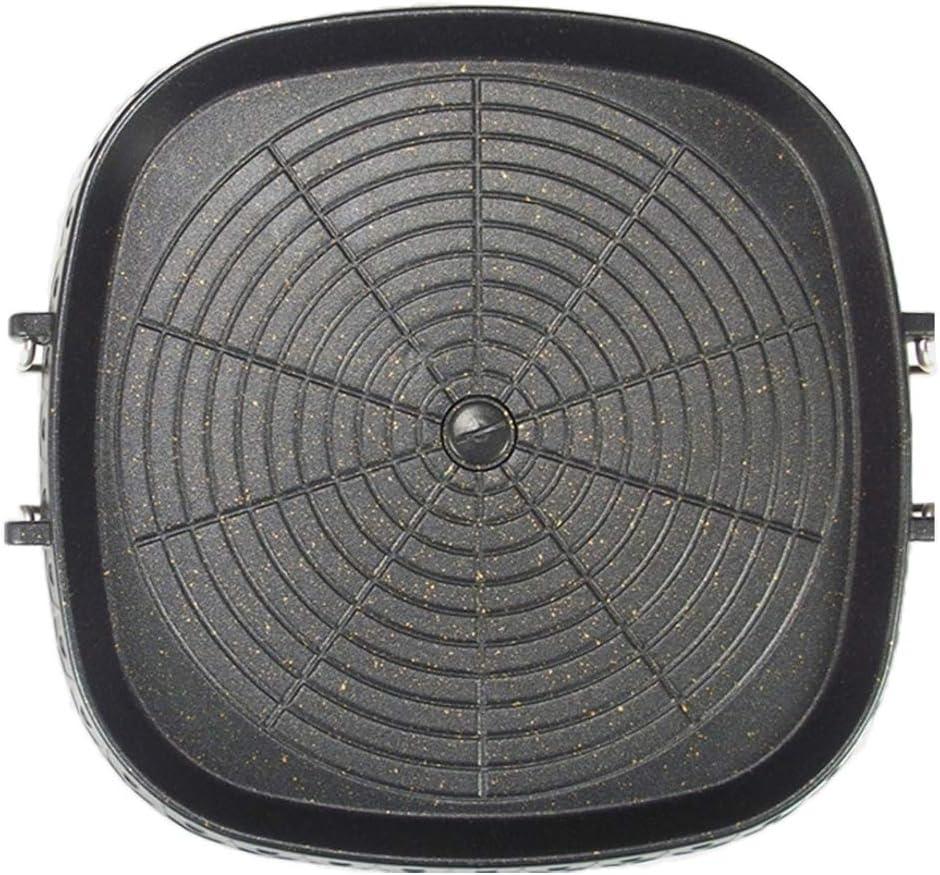 Korean Style Square Grill Pan with Maifan Coated Surface, Non-stick Smokeless Barbecue Stovetop Plate for Indoor Outdoor BBQ 32x32cm/12.5x12.5in