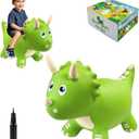 HotMax Dinosaur Bouncy Hopper Toys, Bouncy Horse for Toddlers, Inflatable Ride on Bouncy Animals, Bouncing Triceratops for Kids, Birthday Gift for 18 Months 2 3 4 Year Old Boy or Girl(Green)