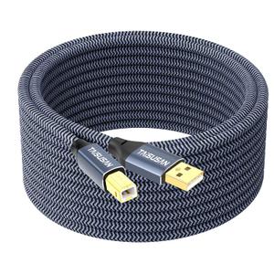 USB Printer Cable 30ft, Type A to B, High Speed Cord Compatible for Keyboard, MacBook, Printers and Scanners (Grey)