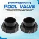 Black Pool Valve Adaptor Replacement 270100 Kit for Filter, FNS Plus Filter, Clean and Clear Plus Filter, Compatible with 2" and 2.5" Plumbing, Includes Socket Connectors and O-Rings