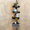 Matte Black Tension Shower Caddy Corner Organizer, Rust-Proof Stainless Steel | 4 Deep Adjustable Shelves, Anti-Slip Tension Pole 34114 | Hooks, Towel Bar & Soap Holder for Clean Modern Bathrooms