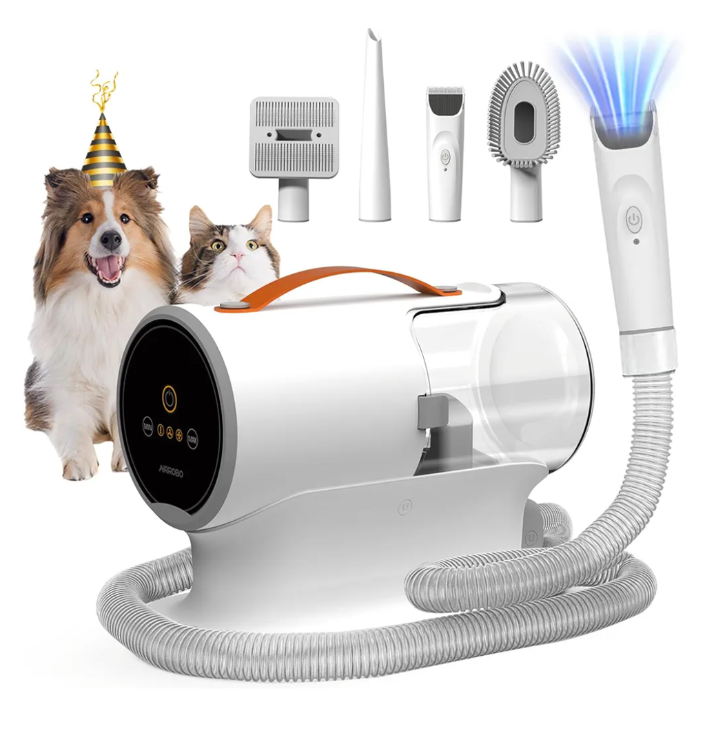 AIRROBO Dog Grooming Vacuum, Dog Grooming Kit,12000Pa Strong Pet Vacuum, 2L Large Capacity Vacuum for Shedding Grooming Hair, Quiet,PG100
