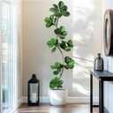 GarveeHome Artificial Fiddle Leaf Fig Tree - 7 ft Fake Plant with Black Nursery Planter, Large Floor Plants for Home or Office Decor - Artificial Plants Indoor Outdoor, Housewarming Gift (Green)