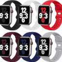 (6 Packs) Sport Bands Compatible with Apple Watch Band 38mm 40mm 41mm 42mm 44mm 45mm 46mm 49mm Silicone iWatch Band Ultra 3 2 1 SE Series 11 10 9 8 7 6 5 4 3 2 1 Women Men
