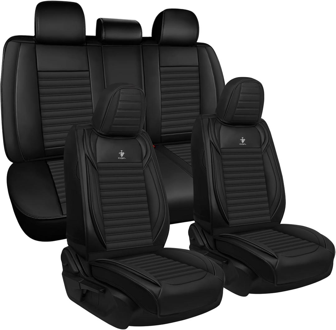 Seat Covers Full Set Fit for Nissan Rogue 2015-2026, Breathable and Comfortable Leather Car Seat Cover, Standard Waterproof Cushion Cover Auto Interior Accessories (Black)
