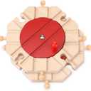 Syhood 2 Pcs Wooden Train Track Expansion Packs Wooden Train Accessories 8 Way Wood Track Turntables Compatible with Most Tracks Brick Bridge for Toys Favor