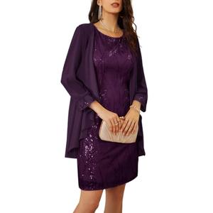 Plus Size Sequin Dresses Women's Mother of the Bride Dresses Cocktail 2025 Purple, XXL