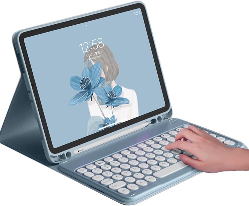 HENGHUI Keyboard Case for Galaxy Tab A8 10.5 inch 2022 Model SM-X200/X205/X207 Cute Round Key Color Keyboard Wireless Detachable BT Keyboard Cover (MistyBlue)