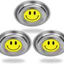 Magnetic Parts Tray 3 Pack, 6" Round Magnetic Parts Bowl, Stainless Steel,for Screw Socket Pin Tools Nuts Bolts Ferruginous Metal Accessories