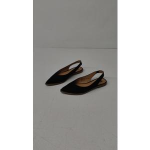 SMNY Women's Fashion Pointed Toe Slingback Flats Casual Daily Walking Flats Closed Toe Faux Suede Flat Shoes for Ladies, Black, Size  6.5