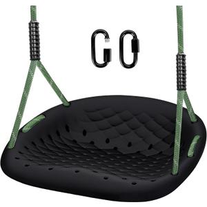 Heavy Duty Tree Swing, 550LBS Capacity Outdoor Swing Seat for Adults & Kids, Height Adjustable with Ropes, for Backyard Garden Patio Playground, Black