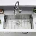 31 inch Undermount Kitchen Sink, 31x18 Inch Undermount Workstation Sink Single Bowl 16 Gauge 10 Inch Deep Handmade Stainless Steel Kitchen Sink with Cutting Board, 31"x18"x10"