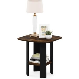 Furinno SIMPLE DESIGN Side Table, 2-Tier Modern End Table with Soft Edges, Open Shelves Night Stand, Bedside Table, for Living Room, Bedroom, Amber Pine, 1-Pack, 2 Tiers, Standard Leg