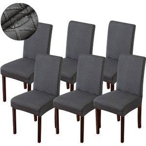 Genina Waterproof Chair Covers for Dining Room Dining Chair Covers Kitchen Parsons Chair Covers (Dark Gray, 6 PCS)
