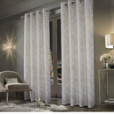 always4u 100% Blackout Soft Velvet Curtains for Bedroom Living Room Thermal Energy Saving 84 Inches Long Luxury Gold Foil Print Drapes 2 Panels White