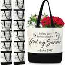 10 Pcs Christian Gift Bible Tote Bags for Women Religious Bible Reusable Canvas Tote Bag for Valentine Gift (Classic)