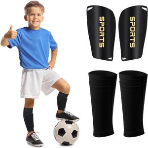 Syhood Soccer Shin Guards for Kids Youth Teens Adults Shin Pads and Sock Sleeves for 3-15 Years Old Children Boys Girls Protection Gear EVA Cushion Protection for Soccer Football Game (Small, Black)