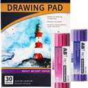 ART SET 11 ABTPRO. Pink & Purple Tones Alcohol Markers Dual Tip  ART Drawing Pad 9"x12" 30 Sheets Heavy Weight Paper
