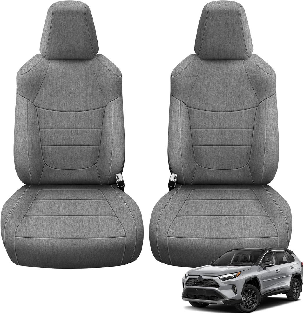 Rav4 Hybrid Seat Covers Fit for Toyota Hybrid RAV4 2019-2025 Front Seats, Heavy Duty Cationic Linen Seat Protector(Not Fit for SE$XSE Hybrid/Prime)
