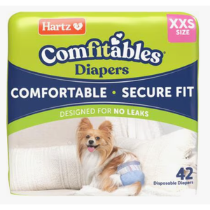 Hartz Comfitables Disposable Dog Diapers, Size XXS 42 count, Comfortable & Secure Fit, Easy to Put On, Super Absorbent Male and Female Diaper