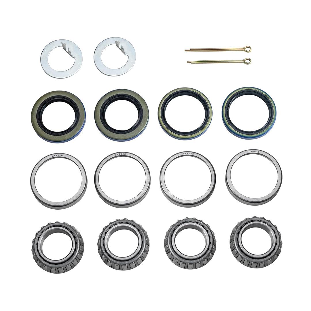 Xintre 2 Set Trailer Axle Bearings Kit L44649 L44610 Fits for 1-1/16'' Trailer Axle, Grease Seal 12192TB ID 1.250'' and 15192TB ID 1.500'' Cotter Pin, High Speed and Rotary Quiet