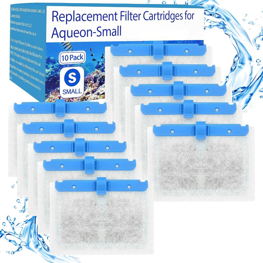 10 Pack Small Replacement Filters Cartridges with Aqueon QuietFlow, Replacement Filter Cartridges with Aqueon QuietFlow with More Activated Carbon, for Minibow Aquarium Filters Size 1/2.5/5 Gallon