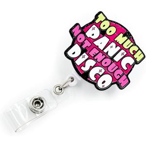 Retractable Badge Reel with ID Clip Acrylic Text Badge Holder for Nurse, Doctor, Office Worker, Teacher, Students (Too Much)