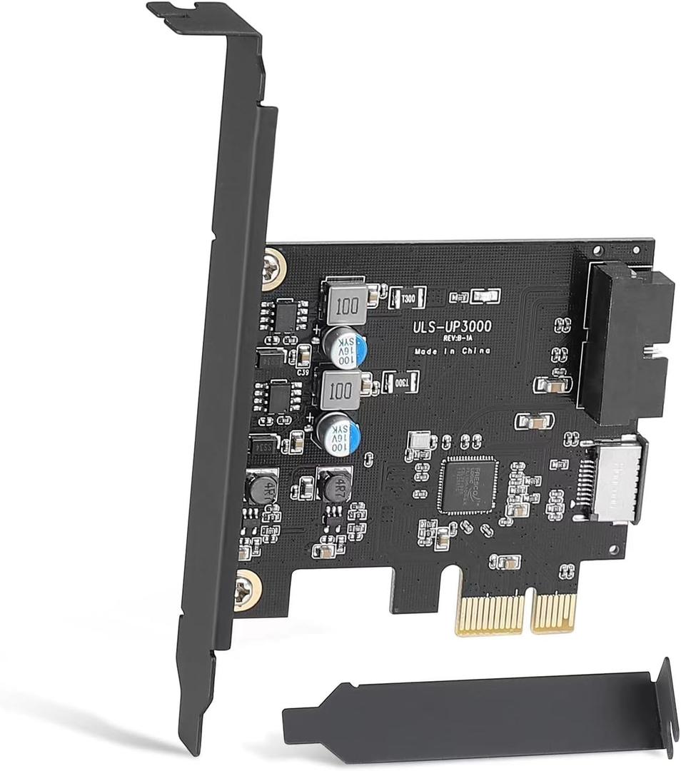 Sinefine PCIe x1 to USB 3.2 GEN1 5Gbp 19pin Front Panel Header (to Type-c Front Panel Header) + USB 3.0 20Pin Socket Expansion Card,Type-E Internal 20-pin Front Panel Connector