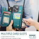 Compatible with iPhone 16 Pro Max 6.9" Wallet Case with Card Holder RFID Blocking for Women Men, Double Magnetic Clasp Kickstand Shockproof Phone Case Fit for iPhone 16 Pro Max, Bluish Green