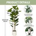 Artificial Fiddle Leaf Fig Tree 6FT with White Tall Planter-Large Faux Tree Tall Fake Floor Plant in Pot,Artificial Plants Indoor for Home Office Living Room Décor(Lyrata 6FT)