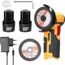 Cordless Electric Angle Grinder, Handheld Mini Tile Cutter Tool, Rechargeable Small Hand Grinder with 2 Cutting Discs for Wood Ceramic Tile PVC Pipe Cutting Polishing, 19500 RPM