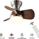 20 Inch Ceiling Fan with Light3 BladesSilver with Light with Remote Control Small Ceiling Fan Suitable for Living Room, Dining RoomBedroom