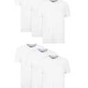 Hanes Mens Cotton, Moisture-wicking Crew Tee Undershirts, Multi-packs, White - 6 Pack, Small